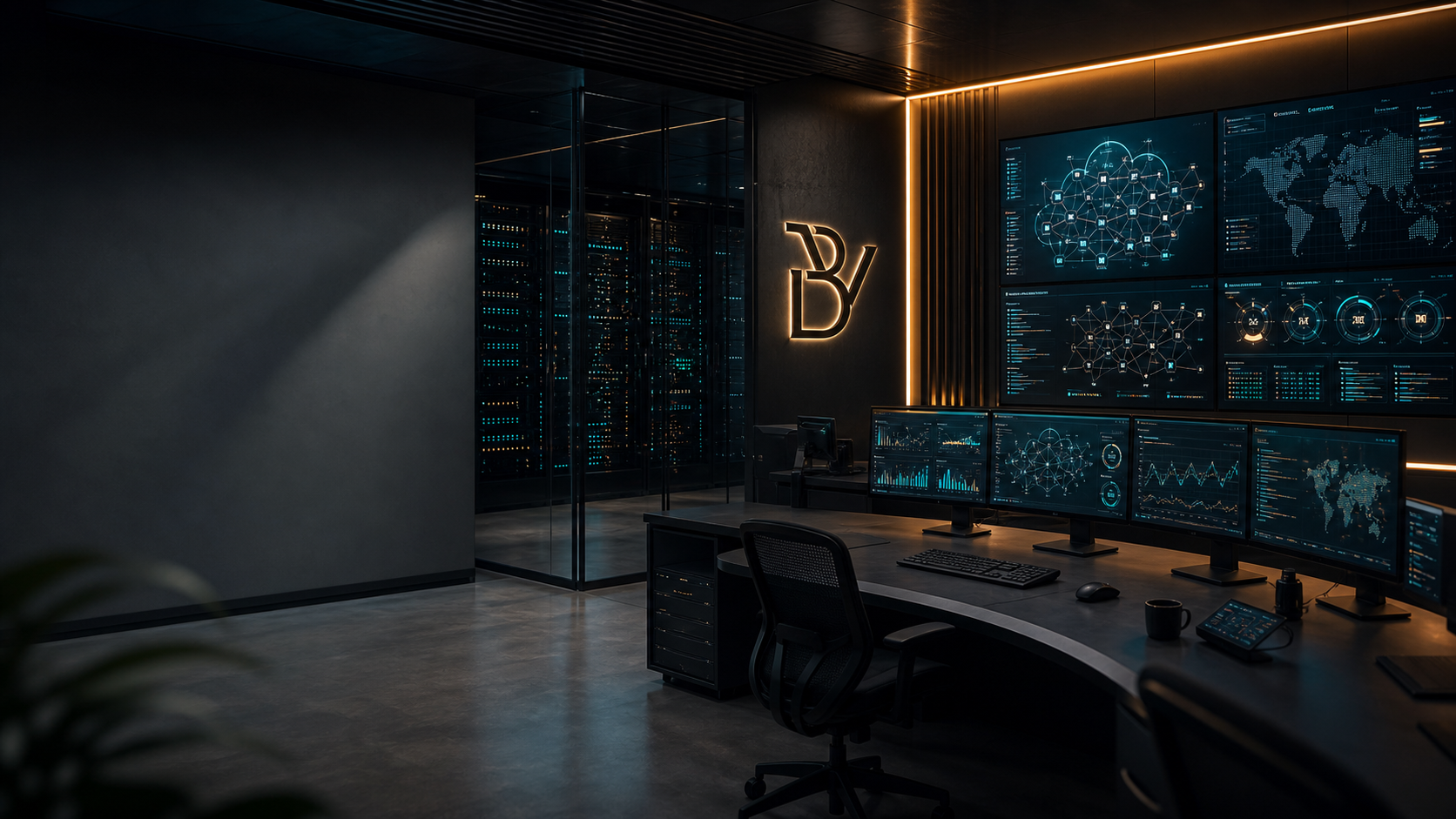 Müasir server və monitorinq otağı